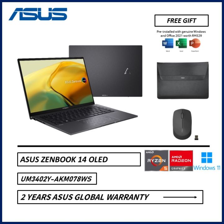 Asus Zenbook 14 Oled Um3402y Akm078ws 14 2 8k Laptop Jade Black