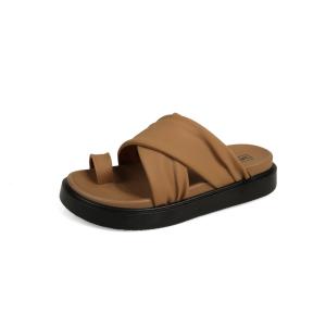 YOTO Korean One Finger Sandals For Women Fashion Casual Cross-Strap Slip-On Slippers