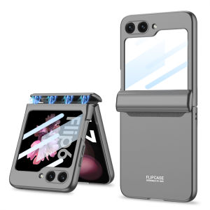 Hard PC Case Hinge Protection For Samsung Galaxy Z Flip 6 5 4 3 ZFlip6 Flip5 Flip4 Flip3 5G Anti Scratch Protective Cover Shell With Back Screen Protector Tempered Glass Hinge Case For Samsung Z Flip6 5G Skin Feel Matte Folding Cover Samsung Z Flip6 Flip5