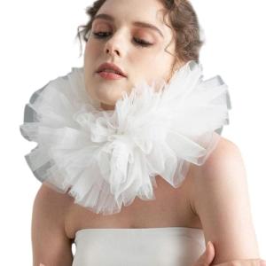 Lightweight Multilayer Mesh Faux Collar Renaissances Layering Ruffled Neck Ruff Scarf Clown Choker for Halloween Party