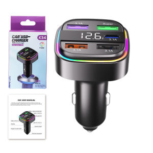 MeeGoo 5 Ports Car Charger Fast Charging USB Type-C With Digital Display Voltage Monitoring And Smart Charge Protection