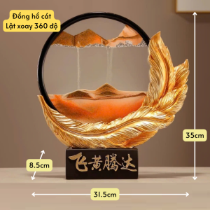 Tranh Cát Chảy Lông Vũ Đồng Hồ Cát Chảy Đồ Decor Quà Tặng Tân Gia Khai Trương Sinh Nhật