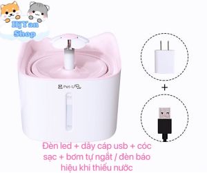 Máy lọc nước tự động cho mèo chó / đài phun nước tự động cho thù cưng mẫu tai mèo PetU dòng cao cấp đèn led + bơm tự ngắt