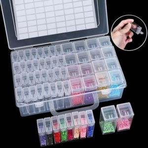 LUXURYLYN Clear Perler Beads Storage Boxes DIY with Handle Nail Art Jewelry Accessories Container Portable Storage Box