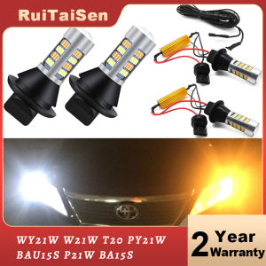 2x Canbus Dual Mode Bulb Auto LED Turn Signal + Daytime Running Light DRL Lamp WY21W W21W T20 PY21W BAU15S P21W BA15S For The Car