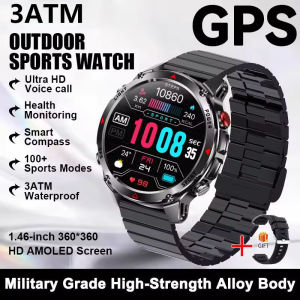 2025 New Built-in GPS Watch Outdoor Military Smart Watch Men 1.46" AMOLED GPS Compass Altimeter 540mAh 3ATM Waterproof Clock BT Call Smartwatches
