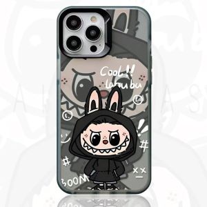 Cute Labubu Large frame for ip 11 13 12 14 15 Pro MAX XR XS MAX 7Plus 8Plus 7 8 6 S Plus 2024 Casing Cool Labubu Premium frosted anti-yellowing mobile Shockproof Silikon Tahan Benturan