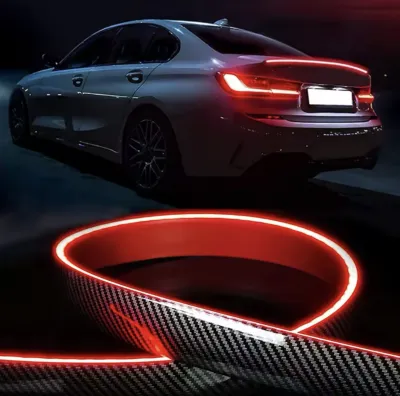 LED Spoilers Car Brake Lights Strip Carbon Rear Wing Lips Kit 1.2M Rear Spoiler Turn Signal Lights Car Exterior
