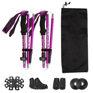 2Pcs Ultralight Trekking Poles Walking Sticks Hiking Canes Folding Aluminum Walking Pole Nordic Walking Sticks