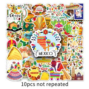 50pcs Mexican Style Sticker Personalized INS Style Cartoon Graffiti Outdoor Scenery Travel Series Famous Building Sticker