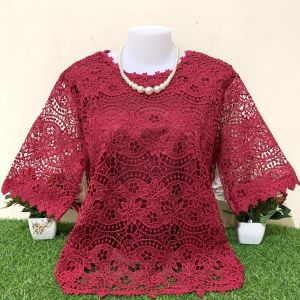 เสื้อลูกไม้ไซส์ใหญ่ เสื้อคนแก่ใส่ทำบุญรอบอก46_48-50-52 ยาว24 26นิ้ว ฟรีไซส์ มีซับใน เนื้อผ้าอย่างดี ใส่สบาย