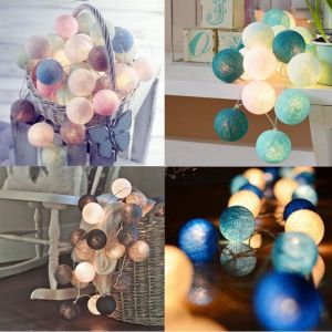 20LED Cotton Ball String Fairy Night Lights USB LED Bulb Bedroom Party Decoration
