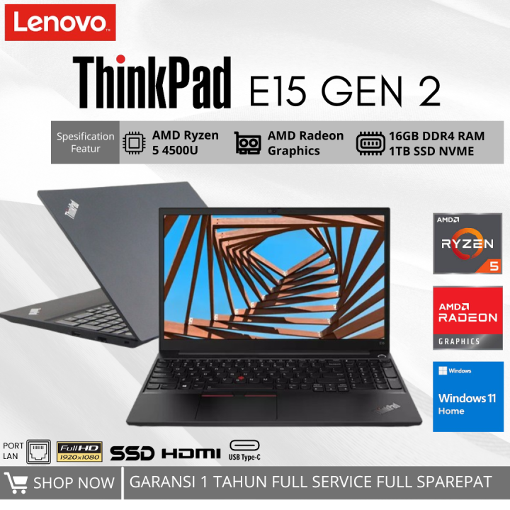LAPTOP LENOVO ThinkPad E15 Gen AMD RYZEN 4500U RAM 16GB SSD