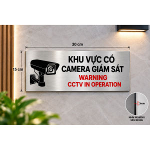 Biển Cảnh Báo Camera Giám Sát 15x30cm Alu 3mm - Bảng Thông Tin CCTV Chất Lượng