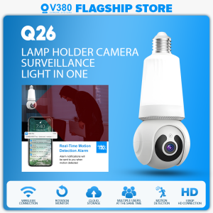 V380 Q26 3MP WiFi Indoor Security Camera Bulb with 128GB Storage Panoramic 360° View and Automatic Night Vision