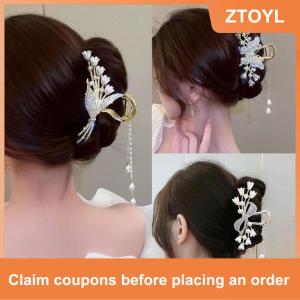 【ZTOYL】 กิ๊บติดผมพู่ไข่มุกพลอยเทียมกิ๊บหนีบผมดอกไม้สำหรับผู้หญิงผมหางม้าสวยสง่าเครื่องประดับผมแฟชั่น