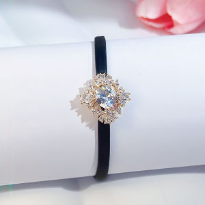 Sequito phong cách Châu Âu thiết kế trang sức nữ Pave thiết lập pha lê lấp lánh đá bạc da vàng vành đai Vòng đeo cổ tay hình hoa Watchband món quà sinh nhật B221