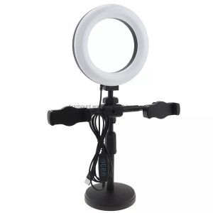 TRENDY ERA Dual mobile phone live broadcast holder with 3 different colors fill light beauty light mobile phone and 16cm ring light DK099