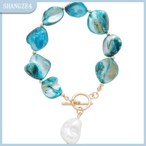 【SHANGZE4】 Boho vỏ không đều tua Bông tai giả ngọc trai sao biển Mặt dây chuyền vòng cổ bãi biển Kỳ nghỉ phong cách thời trang nữ trang sức