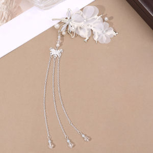 กิ๊บติดผมรูปแมลงปอและผีเสื้อประดับพู่สำหรับเจ้าสาวประดับกิ๊ฟติดผมมุกสไตล์วินเทจสำหรับงานแต่งงานของผู้หญิงเครื่องประดับผมแบบดั้งเดิม