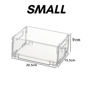 Transparent Collapsible Storage Box Multipurpose Large Capacity Stackable Organizer with Handle Space Saver Bins
