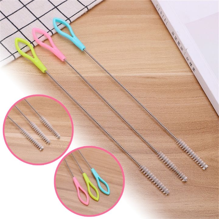 Suction Tube Brush Stainless Steel Soft Hair Brush Water Cup Baby Nylon Tube Straw Bottle Cleaning Brush Household Cleaning Tool