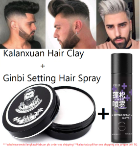 High Quality Pomade clay+Setting Hair Spray 200ml (super combo set jimat) pomade Hair Long Lasting Mens Hair Styling Wax