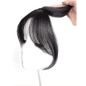 Invisible Hair Toppers Wigs with Bangs Middle Part Fake Fringe Bang Hair Extension Fashion Black Clip on Hairpieces Women
