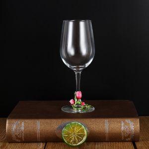 NJJU Tulip Floral Tulip Flower Wine Glass 350ML Transparent Clear Stemmed Cup Festival Supplies Elegant Tall Glass Christmas