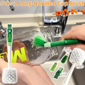 5-In-1 Long-Handled Cup Brush Multifunctional Bottle Gap Cleaner Brush Bottle Brush Cleaner