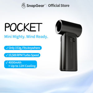 SnapGear พัดลมมือถือ Pocket - แบต 4000mAh ใช้งานได้ 12 ชม ลมเย็น 3 ระดับ น้ำหนักเบา 153 กรัม