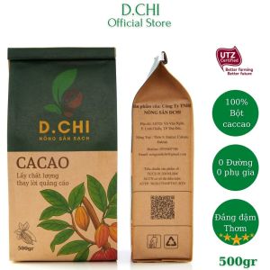 Bột cacao nguyên chất 100% D.CHI- Gu đậm đà thơm nồng không đường - Chuẩn UTZ xuất khẩu 500gr