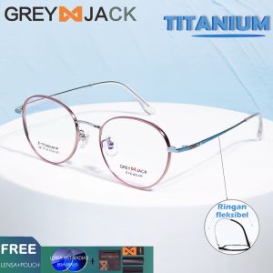 Grey Jack Frame Kacamata Titanium Bentuk Oval Simple Bisa Minus Anti Radiasi / Blueray / Photocromic / Bluecromic 98179