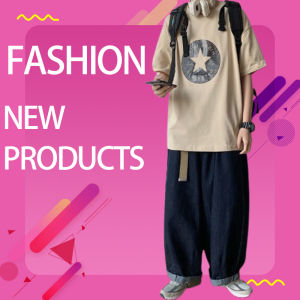 Jamle เสื้อยืดแฟชั่นผู้ชาย สกรีนลายดาว กับตัวฟอนต์ภาษาอังกฤษ ด้านหน้า ดูดีโดดเด่นสุดๆ