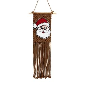 MUNCHX Dệt Trang trí treo tường hình ông già Noel Phong cách Bohemian 25x60cm Thảm treo tường chủ đề Giáng sinh Quà tặng Họa tiết ông già Noel. Trang trí treo tường dịp lễ Trang trí Giáng sinh