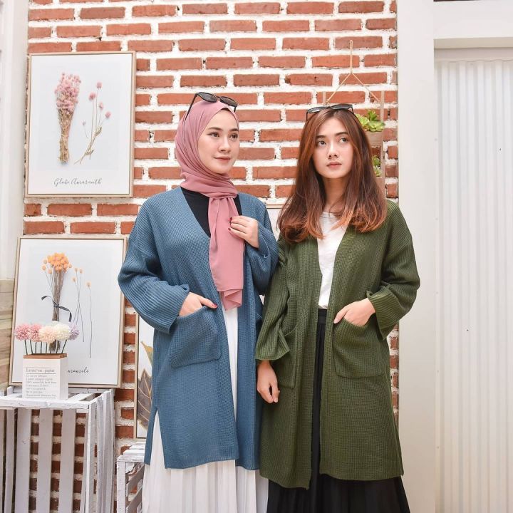 Baju Fashion Wanita Outer Long Cardigan Rajut Wanita Korea Murah Trendy Cardigan Panjang Rajut Wanita Hijab Fashion Lazada Indonesia