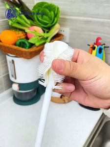 【SM Mall】Silicone Long Handle Bottle Brush Set Foldable Cup Brush for Wide Mouth Thermos Water Bottle Baby Bottle Cleaning Anti Slip Handle Soft BPA Free Bristles Deep Reach Scrubber Heavy Duty Kitchen Tool