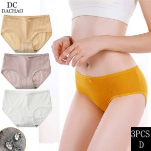 DACHAO 3pcs Graphene Antibacterial Womens Underwear Women Seamless Cotton Panties Mid-waist Breathable Briefs Ladies Lingerie