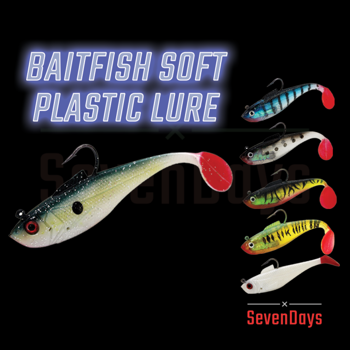 SevenDays Baitfish Soft Plastic With Hook (8.5cm/10g) Ultralight Fishing  Lure Casting Siakap Haruan Gewang Pancing Zman Umpan