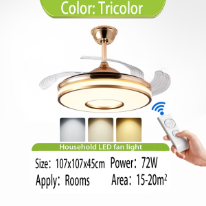 42Inch LED Invisible Ceiling Fan Light/6-Speed/Remotes Tricolor Dimming/Living Room/Bedroom Ceiling Fan Light