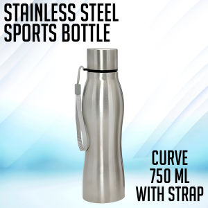 PP Supplies - 750ml/1000ml 201 Stainless Steel Water Bottle Curve & Straight Shaped for Travel & Sports