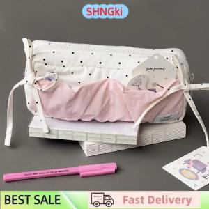 SHNGki Cute Polka Dot Bow Pencil Case White With Pink Accessories Large Capacity Zipper Pencil Bag Student Stationery School Supplies