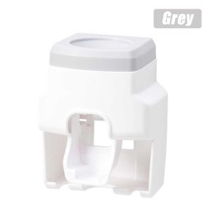Dispenser Odol Dan 2 Slot Tempat Sikat Gigi Toothpaste Dispenser Toothbrush Holder - Praktis Tempel Tanpa Paku Penyimpanan Pasta