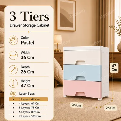 【7Layers】AYOSBAY Durabox Cabinet Drawer Organizer clothes storage Cabinet With Wheels Storage Box Wardrobe Organisers