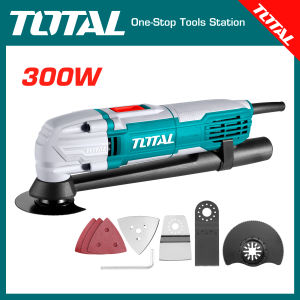 TOTAL Corded Multi-function Oscillating Tool 300W 6 Variable Speed Control with Triangular Sander Straight Saw Blade Shovel  Semicircle Metal Saw TS3006