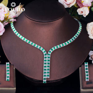 SEQUITO Bộ Trang Sức Thanh Lịch Cho Nữ Bộ Bông Tai Và Vòng Cổ Tennis Đá Cubic Zirconia Mạ Vàng Trắng Chất Lượng Cao SJ185