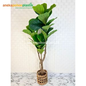 Pohon Hias Tanaman Artificial Daun Ketapang X3 T150 Latex Artificial Cover Pot Eceng Gondok Motif Hiasan Dekorasi Cafe Aesthetic