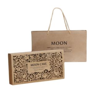 BRISA Kraft Paper Mid Autumn Festival Mooncake Box 8 Grids Handmade Gift Handheld Bag Snowflake Pastry Handbag Packaging Boxes Festival