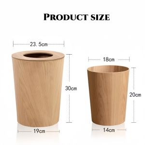 Wood Grain shaking lid Trash Can Waste Bin Home Bathroom Garbage Can Garbage Container for Entryway Toilet Office Powder Room Study Room