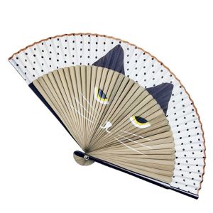 PATTYUIO 1 pcs Exiquisite Bamboo Wooden Summer Gift Cartoon Handmade Fan Crafts Folding Fan Home Decoration Silk Fan